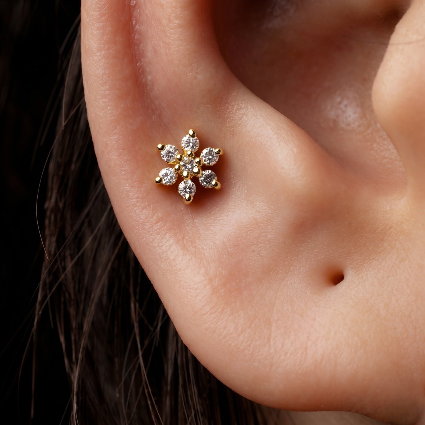 Silver 7 Stone Flower small studs