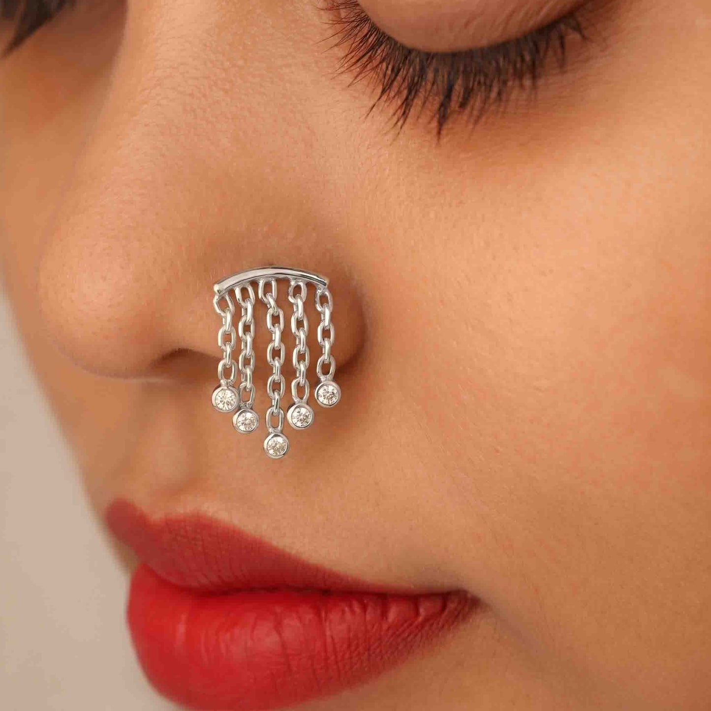 Silver Larika Drop Nose pin