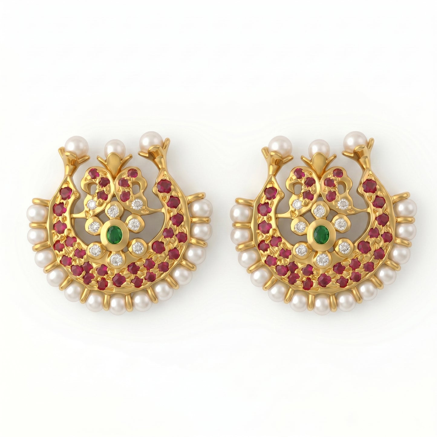 Silver Earring Surya Stud Pearl Design
