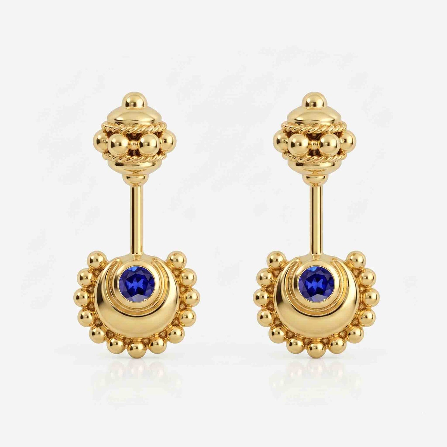 Silver Bugadi Circle Moon Gada Top Sapphire Blue Design