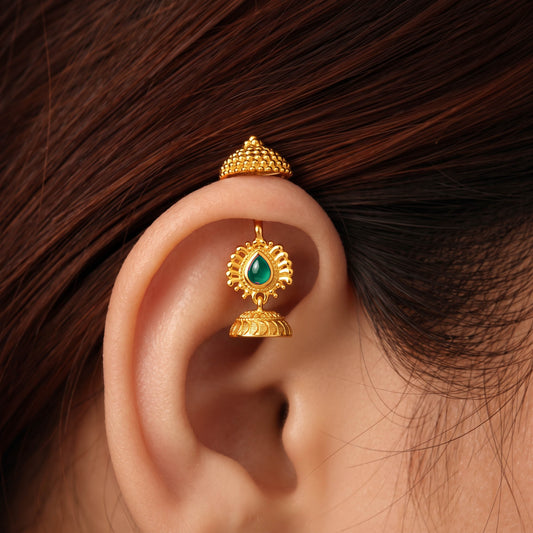 Silver Bugadi Pallavi 2 Emerald Green Design