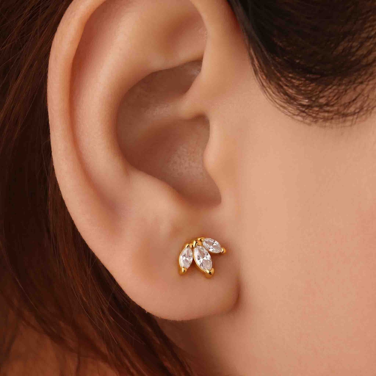 Silver 3 Marquise  Stone Earring