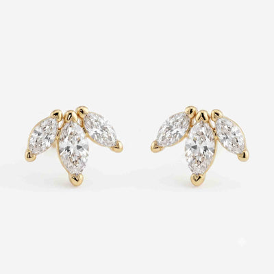 Silver 3 Marquise Stone Earring