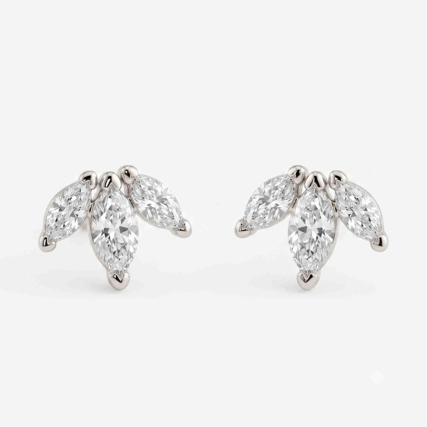 Silver 3 Marquise  Stone Earring