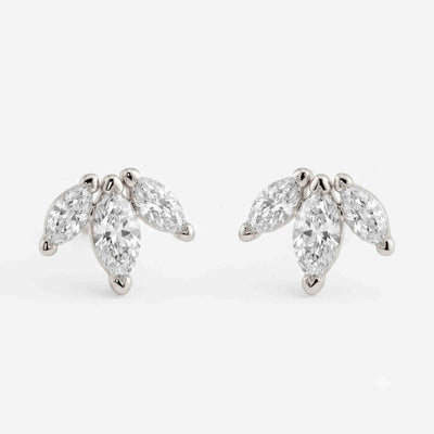 Silver 3 Marquise  Stone Earring