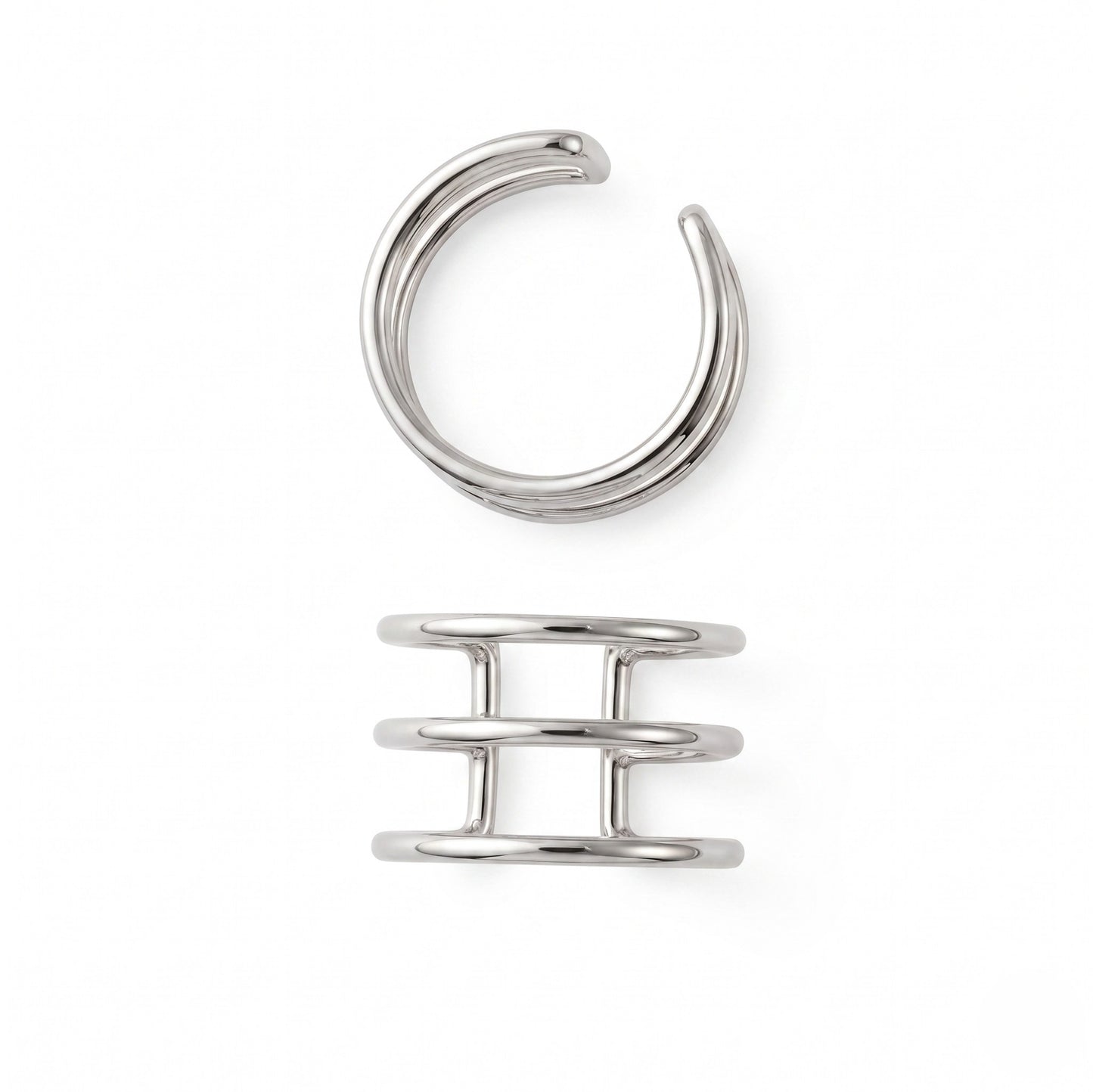 Silver Three Plain Line Ear Cuff