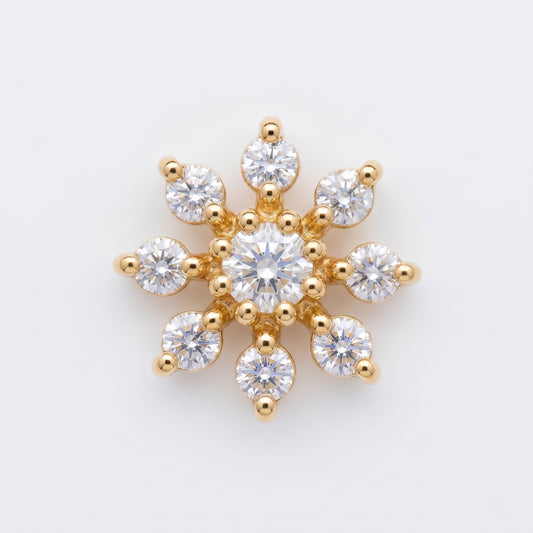 Silver 9 Stone Flower Nose pin