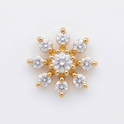 Silver 9 Stone Flower Nose pin