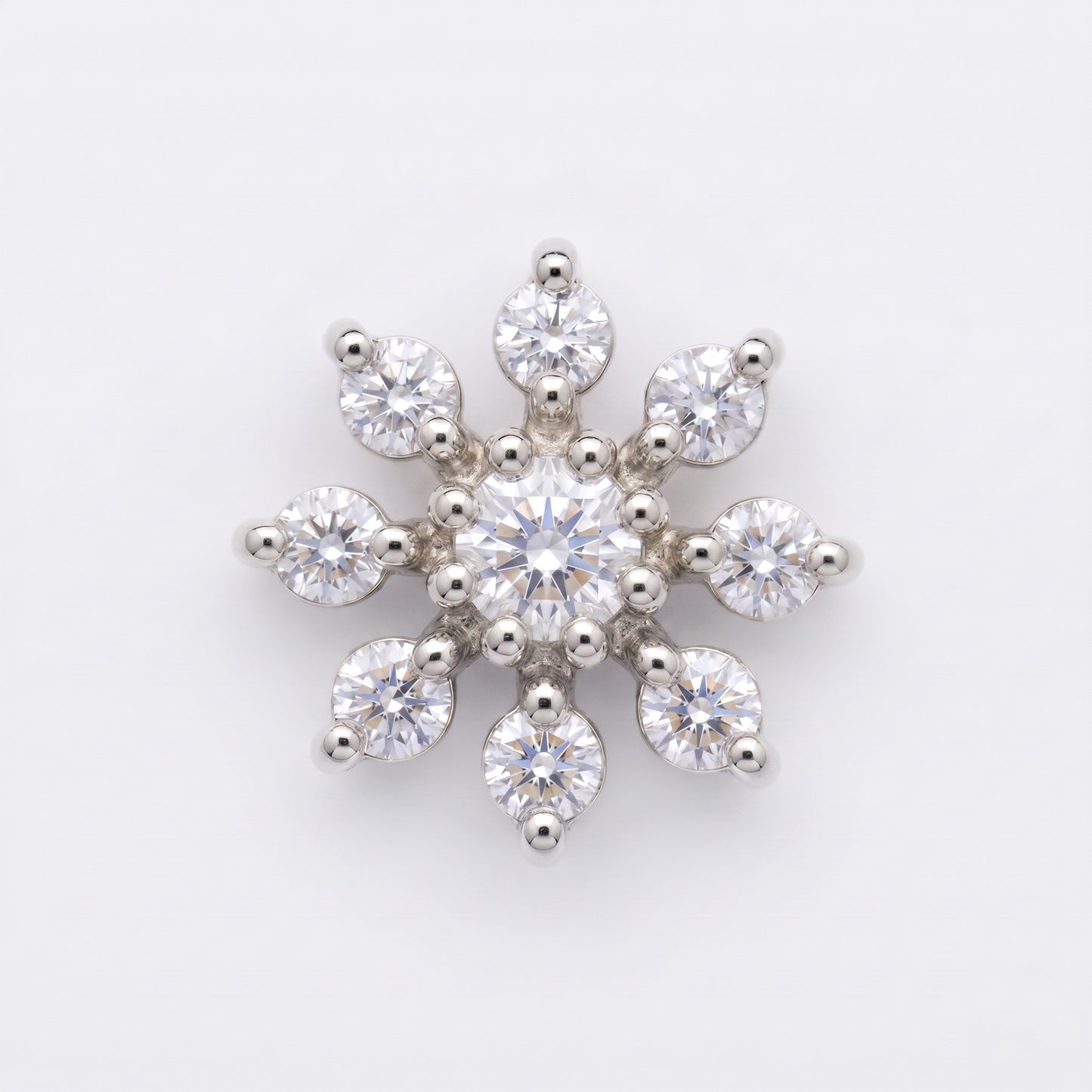 Silver 9 Stone Flower Nose pin