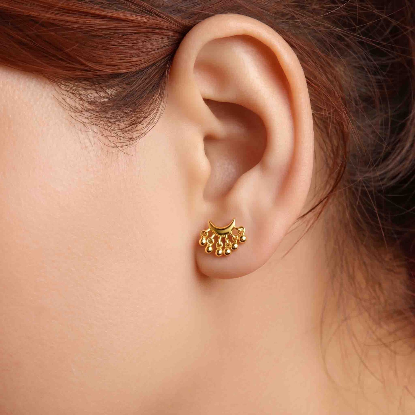 Silver Melting Moon Earring