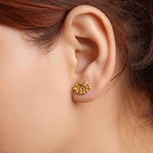 Silver Melting Moon Earring