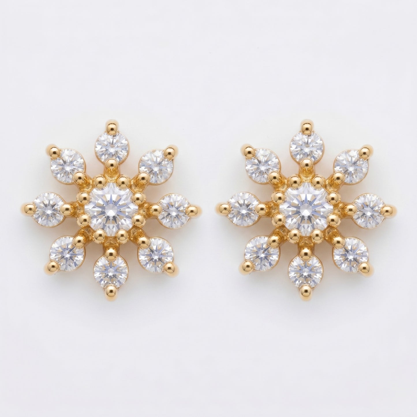 Silver 9 Stone Flower Earring