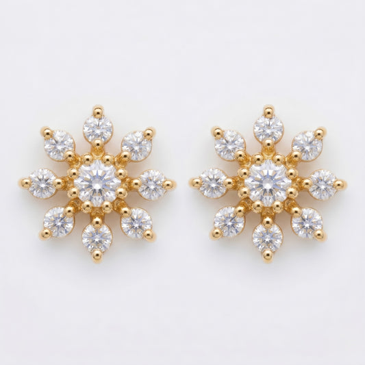 Silver 9 Stone Flower Earring