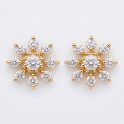 Silver 9 Stone Flower Earring