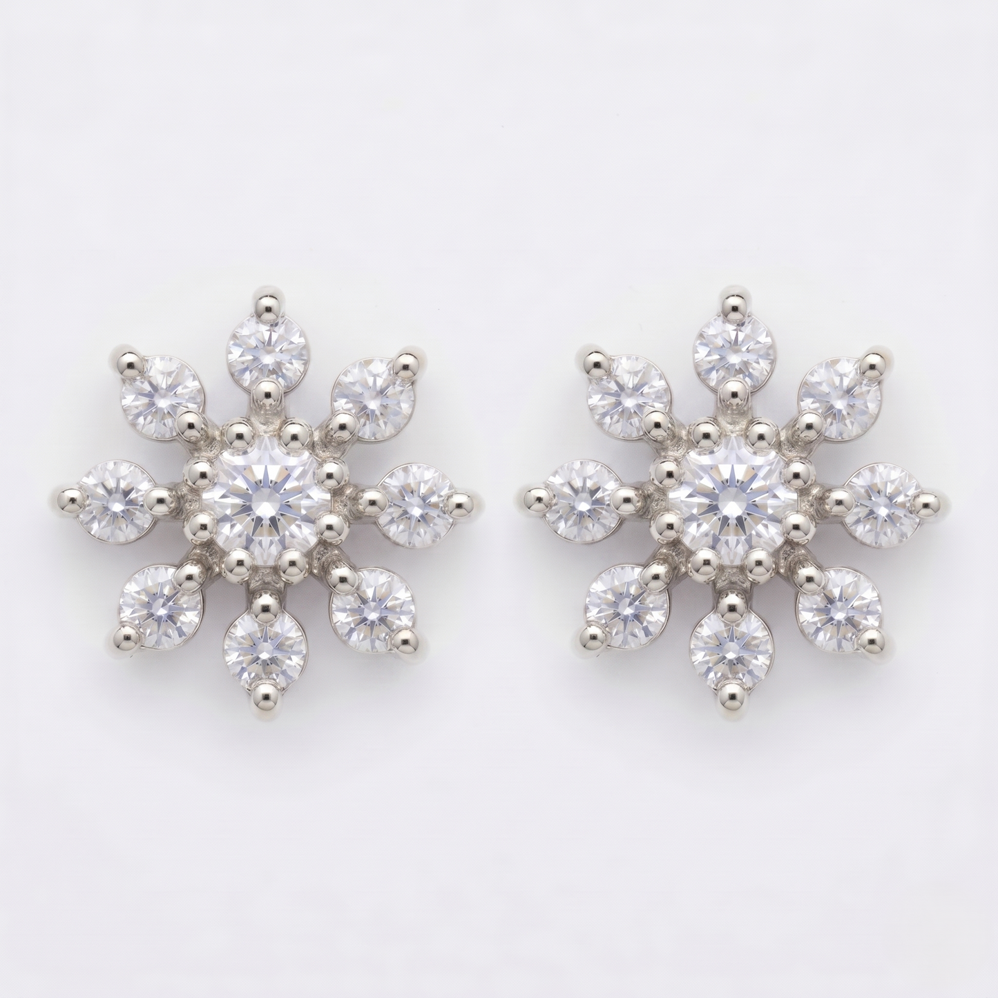 Silver 9 Stone Flower Earring