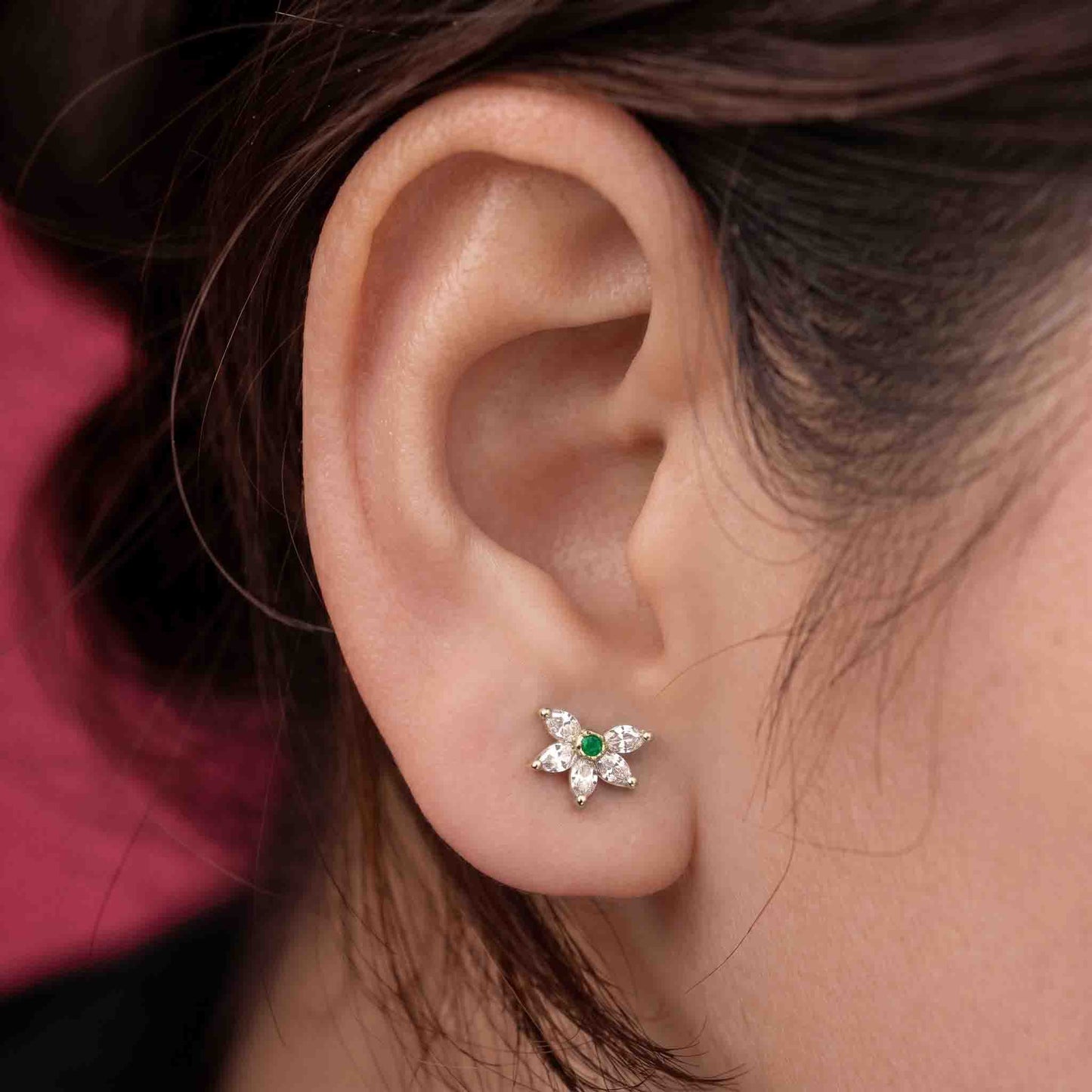 Silver 5 Marquise Stone Earring