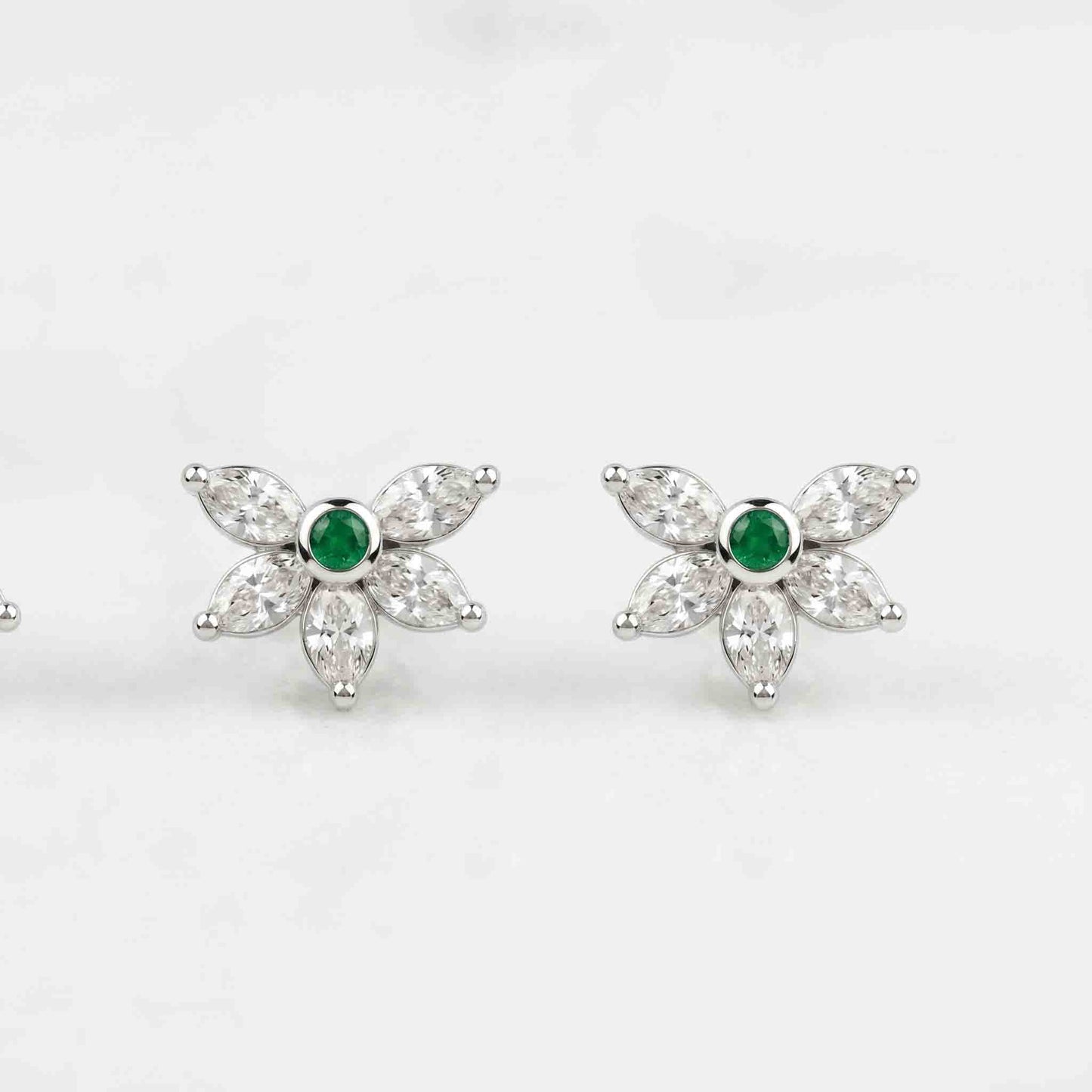 Silver 5 Marquise Stone Earring