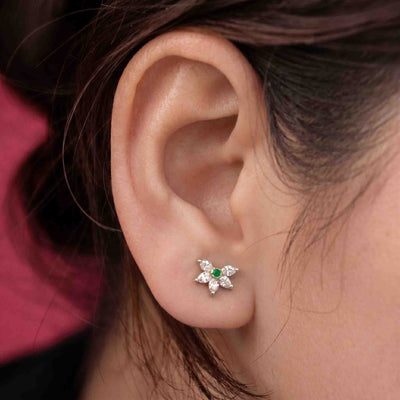 Silver 5 Marquise Stone Earring