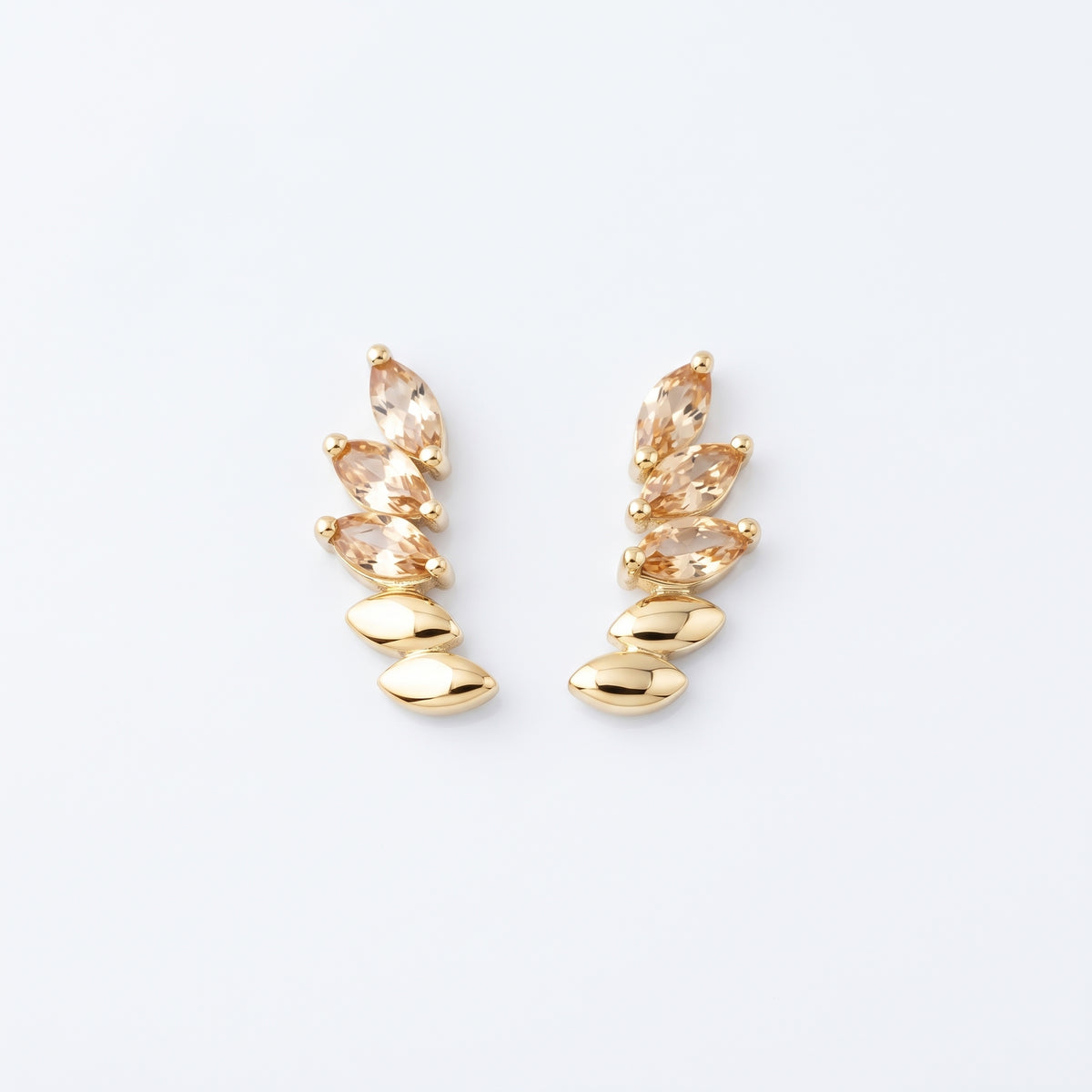 Silver Luxe Marquise Arc Champagne Stud Earrings