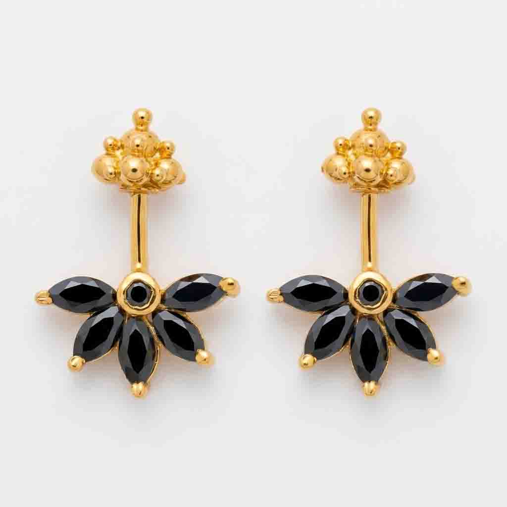 Silver Bugadi 5 Marquis Black Stone Gopuram Top Diamond Design