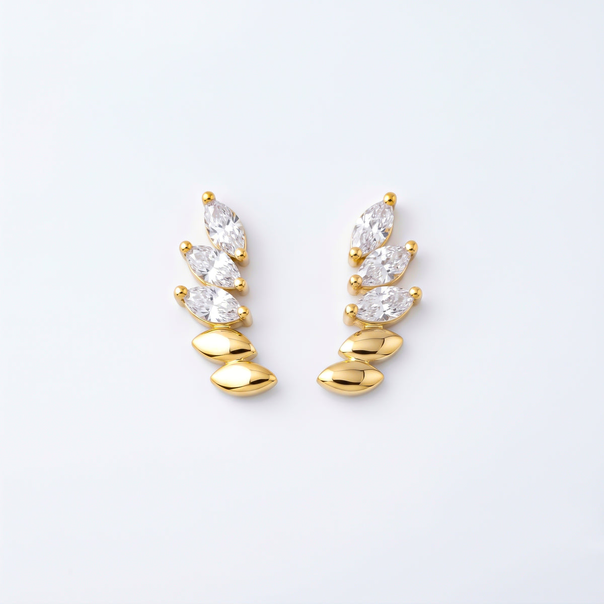 Silver Luxe Marquise Arc Stud Earrings