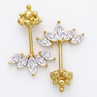 Silver Bugadi 5 Marquis MSB Gopuram Top Gold Diamond Design