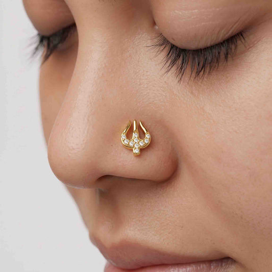 Silver Trishul Nose Pin