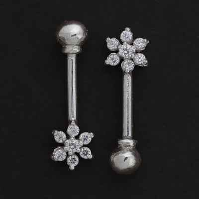 Silver Bugadi 7 Stone Flower Ball Top Diamond Design