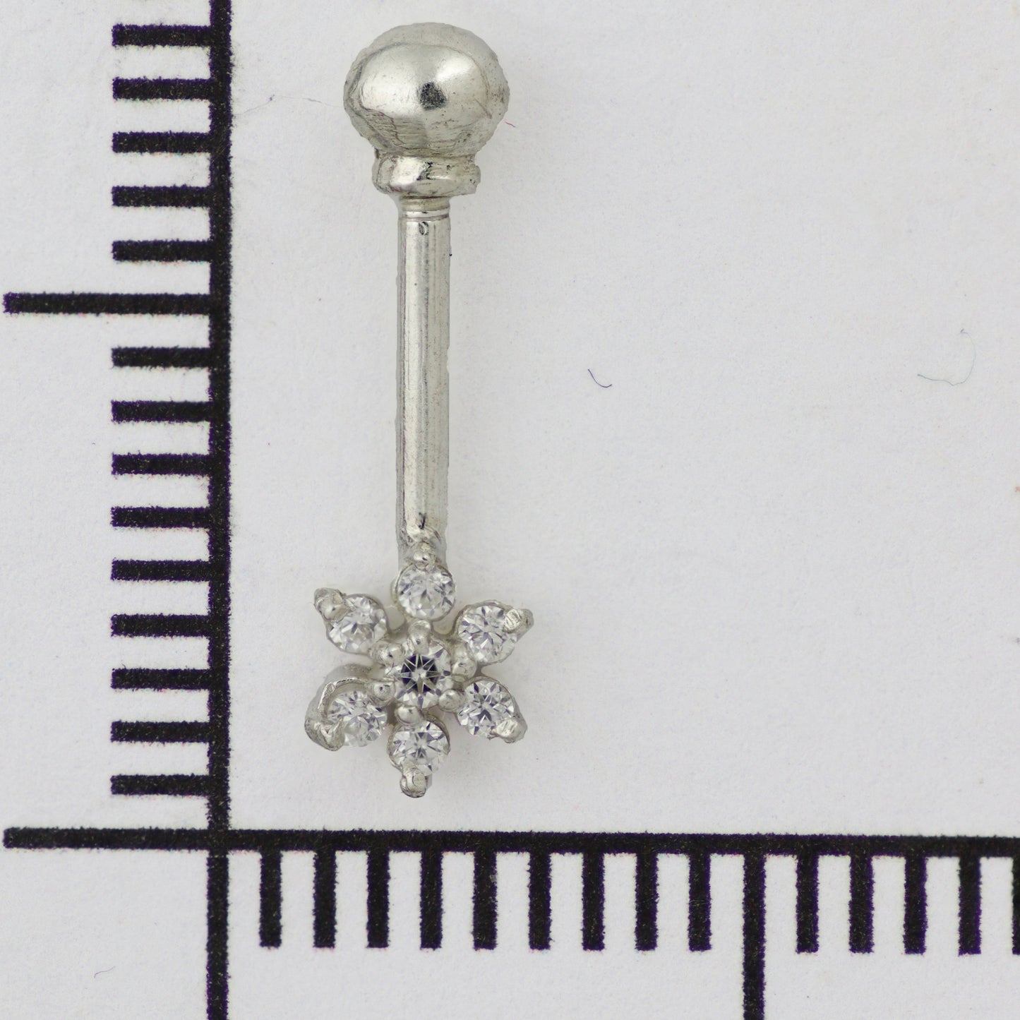 Silver Bugadi 7 Stone Flower Ball Top Diamond Design