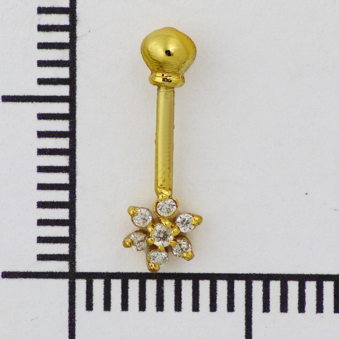 Silver Bugadi 7 Stone Flower Ball Top Gold Diamond Design