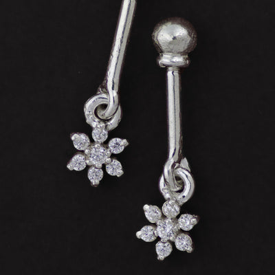Silver Bugadi 7 Stone Flower Hanging Ball Top Diamond Design