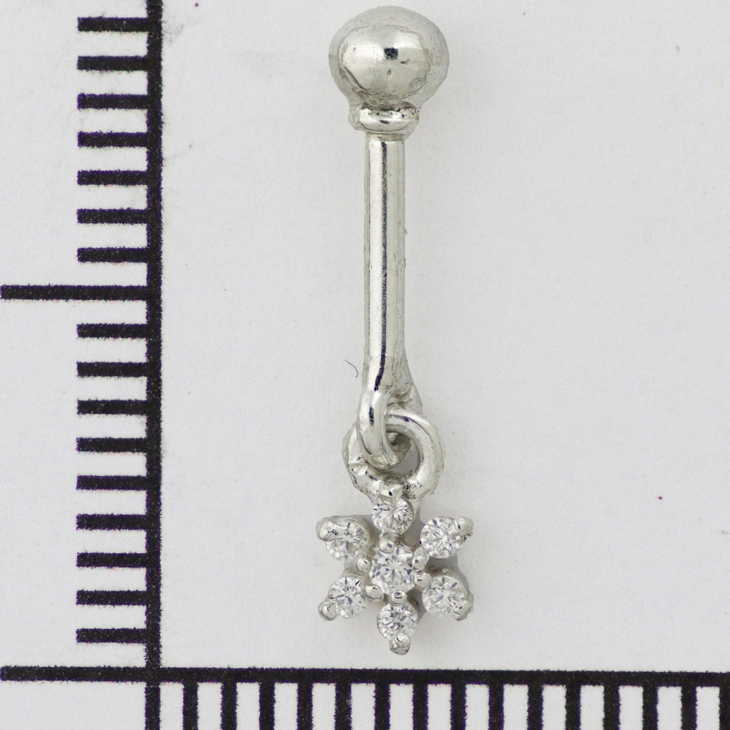 Silver Bugadi 7 Stone Flower Hanging Ball Top Diamond Design