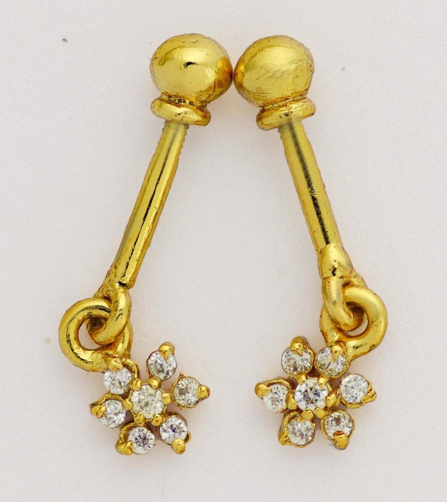 Silver Bugadi 7 Stone Flower Hanging Ball Top Gold Diamond Design
