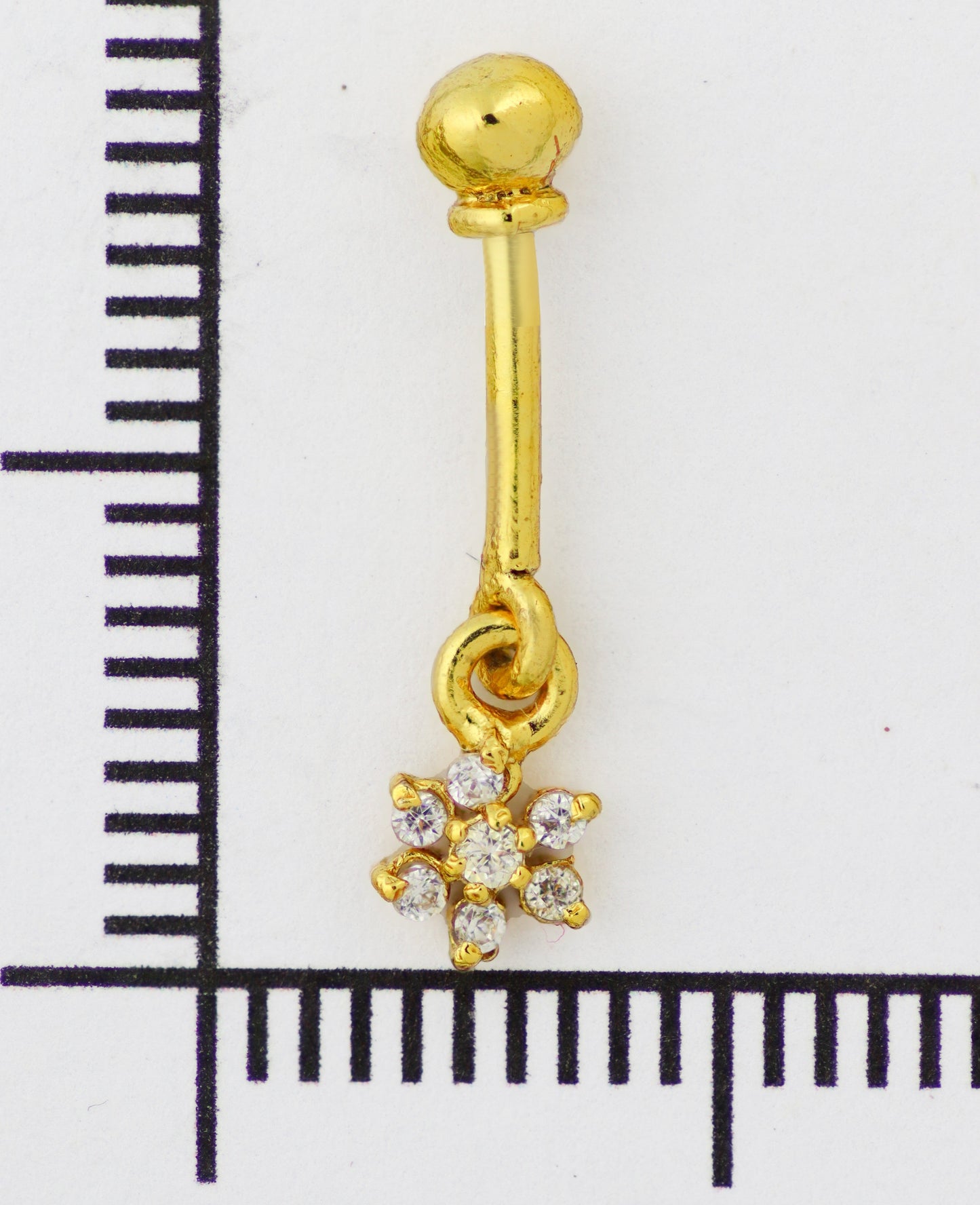 Silver Bugadi 7 Stone Flower Hanging Ball Top Gold Diamond Design