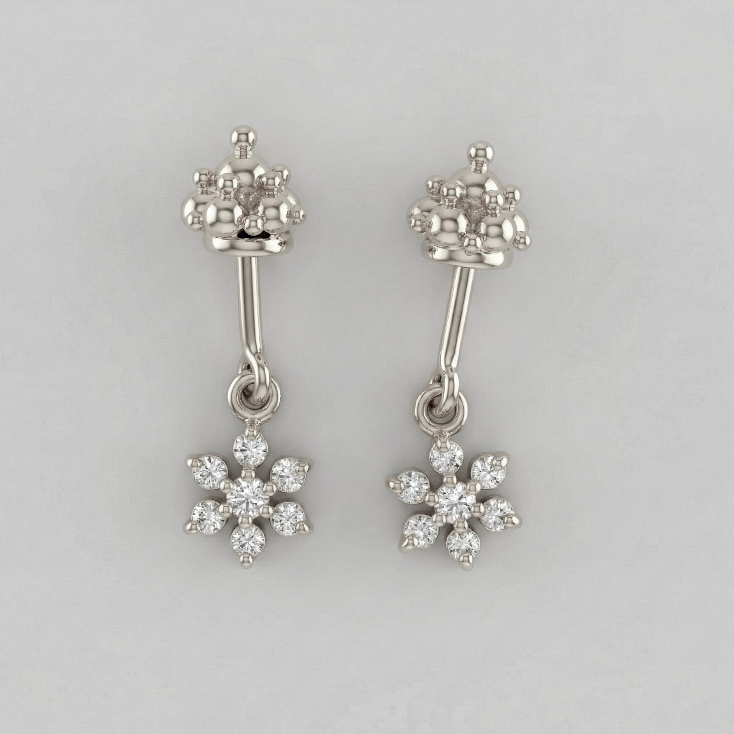Silver Bugadi 7 Stone Flower Hanging Gopuram Top Diamond Design
