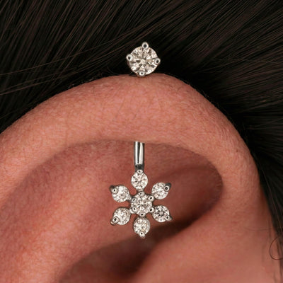 Silver Bugadi 7 Stone Flower Stone Top Diamond Design