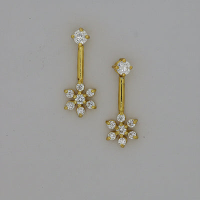 Silver Bugadi 7 Stone Flower Stone Top Gold Diamond Design