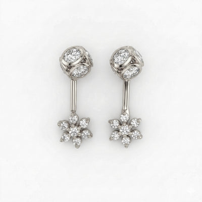 Silver Bugadi 7 Stone Flower Stone Ball Top Diamond Design