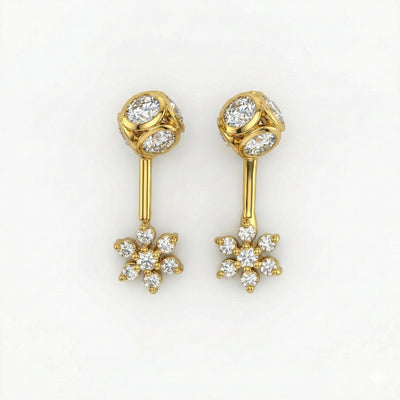 Silver Bugadi 7 Stone Flower Stone Ball Top Gold Diamond Design