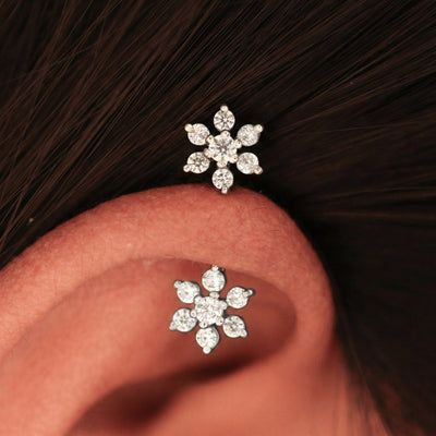 Silver Bugadi 7 Stone Flower Dual Diamond Design