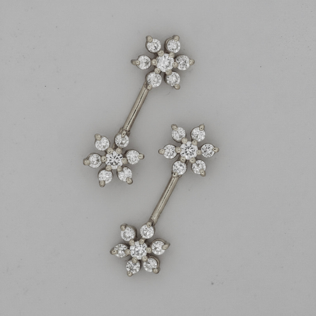 Silver Bugadi 7 Stone Flower Dual Diamond Design