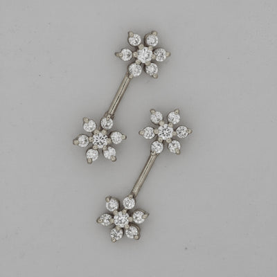 Silver Bugadi 7 Stone Flower Dual Diamond Design