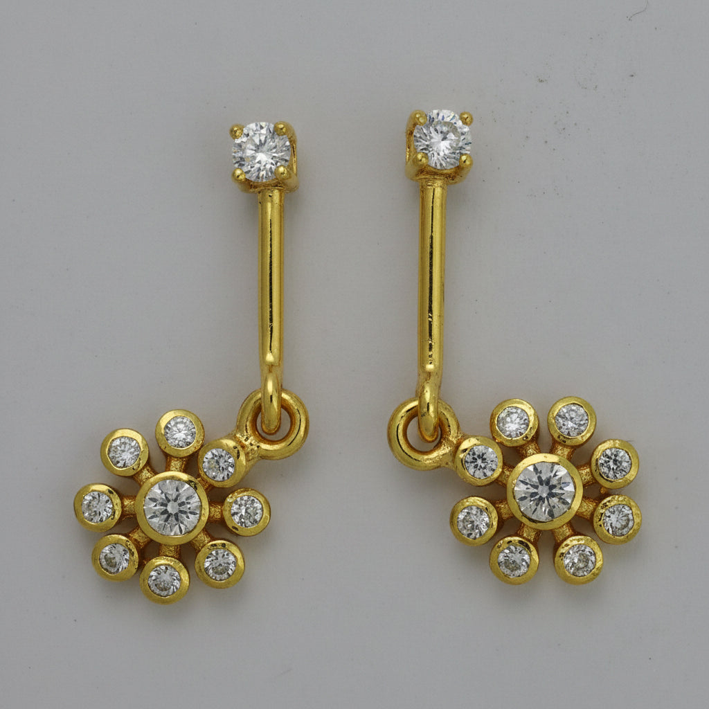 Silver Bugadi 9 Stone Flower Hanging Stone Top Gold Diamond Design