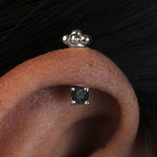 Silver Bugadi Solo Stone 6 Bead Top Nazar Black Design