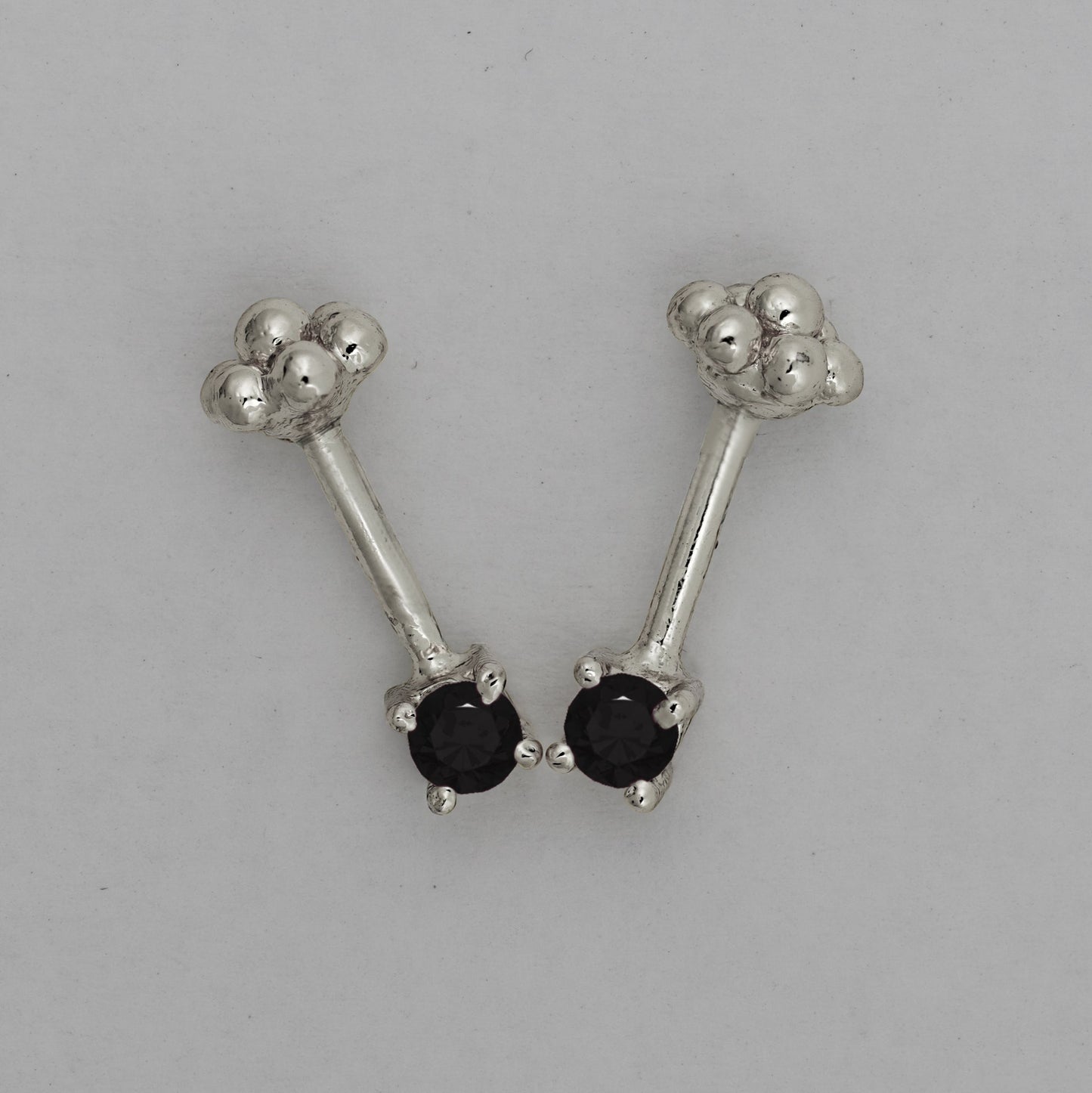 Silver Bugadi Solo Stone 6 Bead Top Nazar Black Design