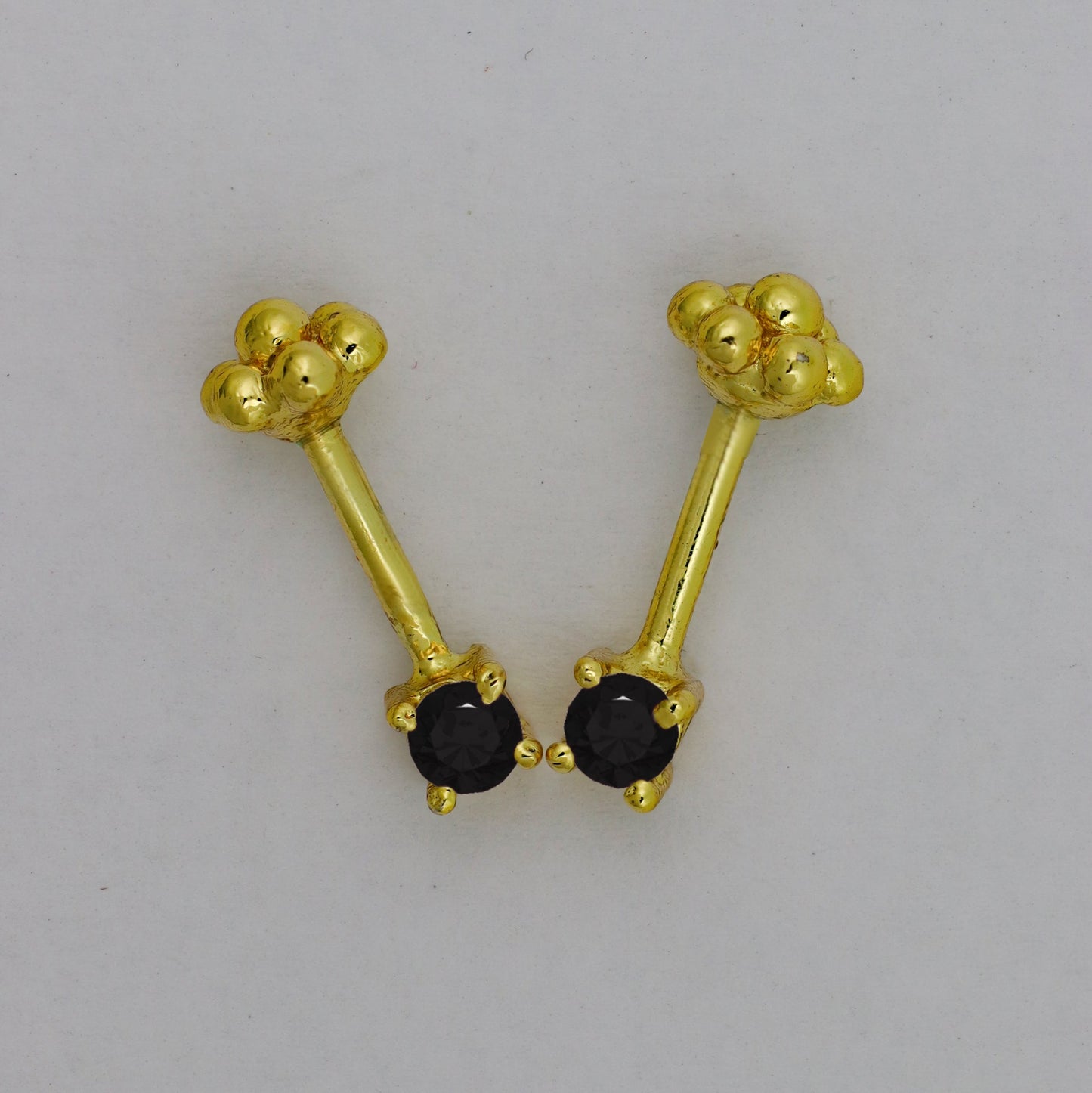 Silver Bugadi Solo Stone 6 Bead Top Gold Nazar Black Design
