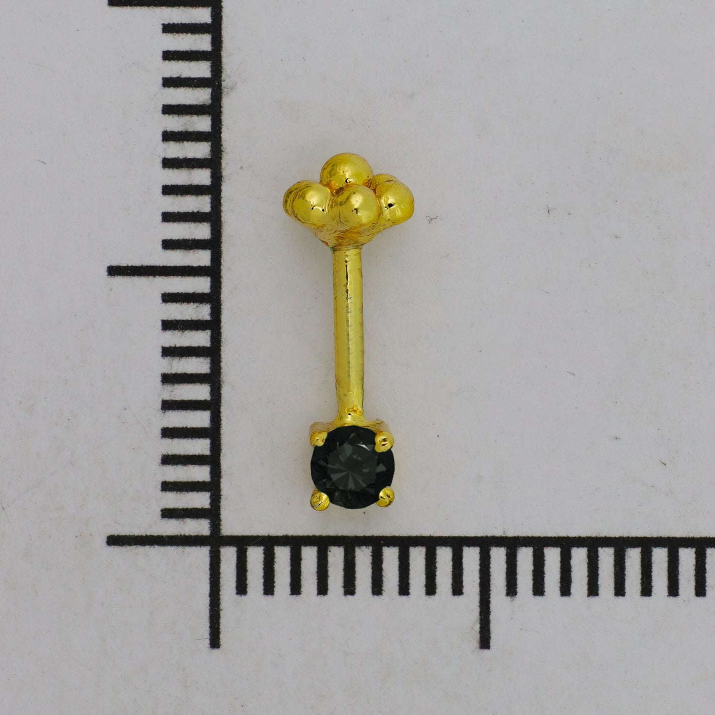 Silver Bugadi Solo Stone 6 Bead Top Gold Nazar Black Design