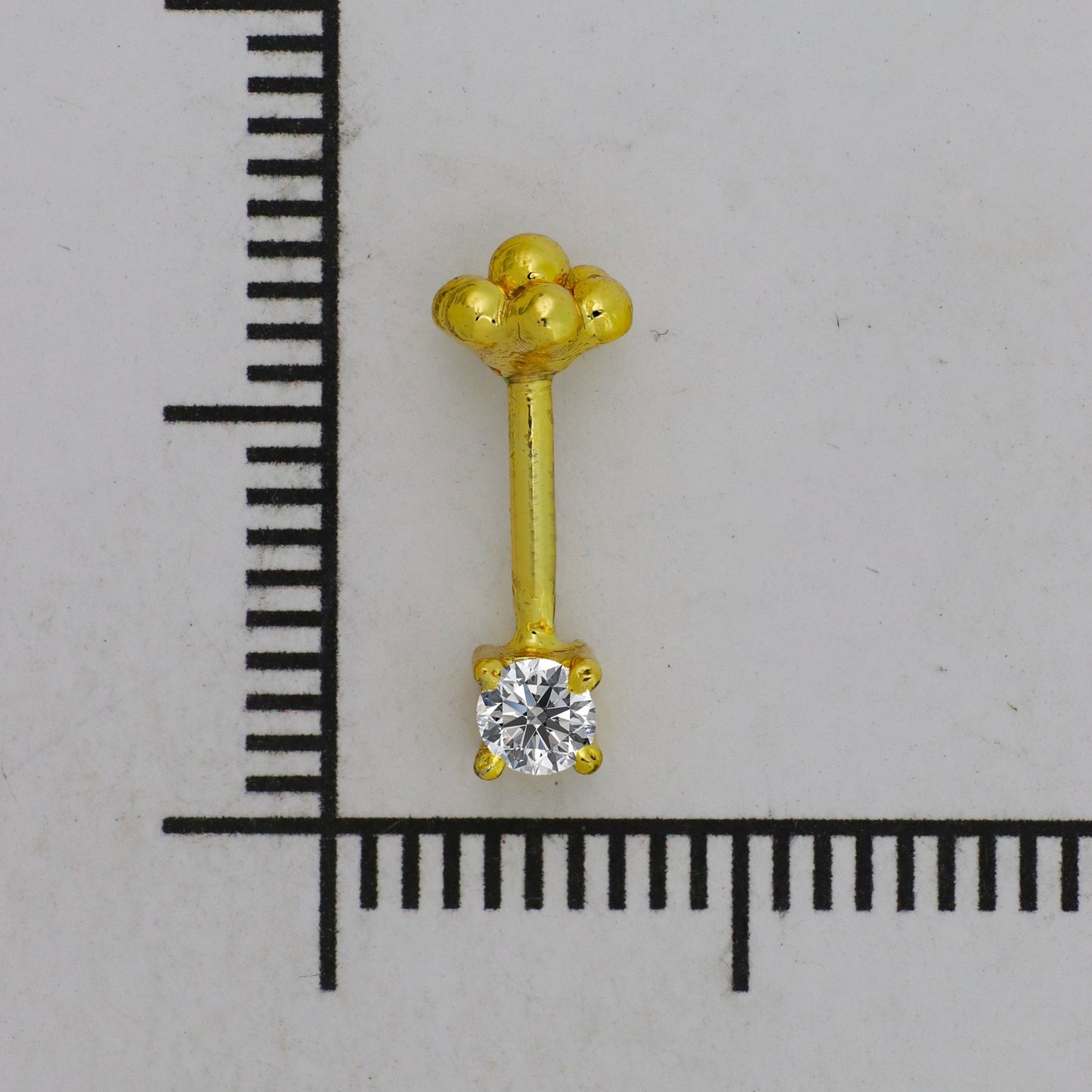 Silver Bugadi Solo Stone 6 Bead Top Gold Diamond Design