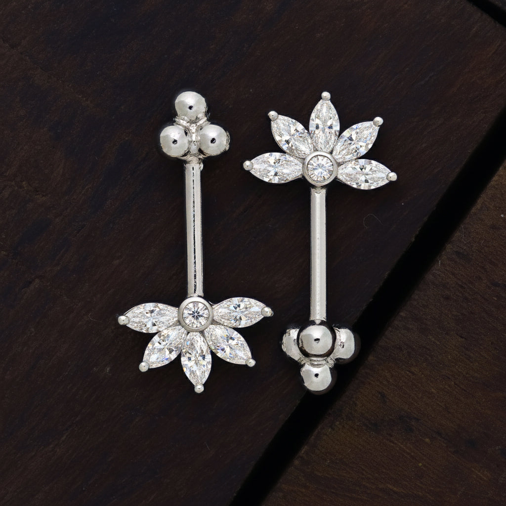 Silver Bugadi 5 Marquis 4 Bead Top Diamond Design