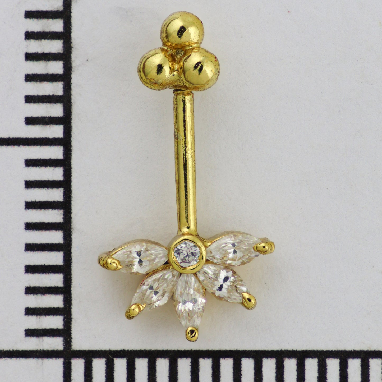 Silver Bugadi 5 Marquis 4 Bead Top Gold Diamond Design